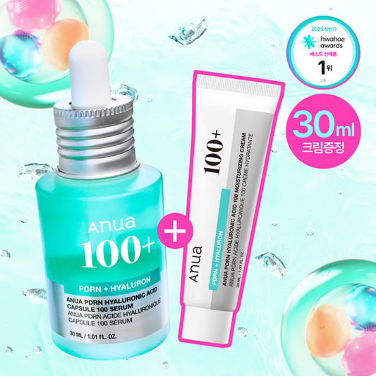 Anua PDRN Hyaluronic Acid Capsule 100 Serum 30 ml + PDRN Hyaluronic Acid 100 Moisture Cream 30 ml Set